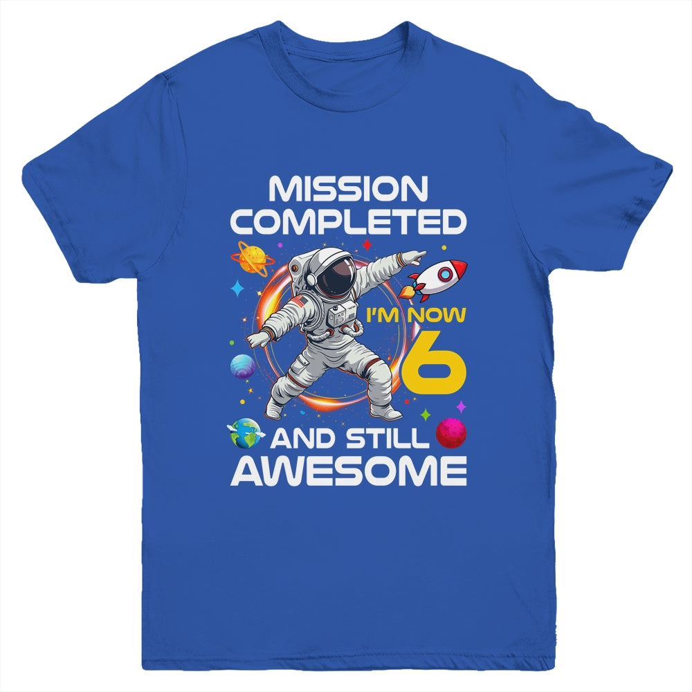 6th Birthday Astronaut 6 Years Old Outer Space Birthday Youth Shirt | teecentury