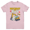 6th Birthday Boy 6 Years Old Excavator Three Decorations Youth Shirt | teecentury