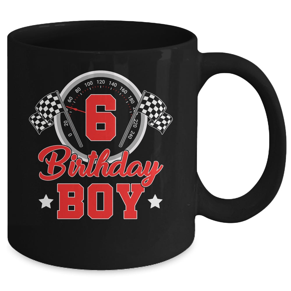 6th Birthday Boy Race Car Birthday Racing Car Flag Mug | teecentury