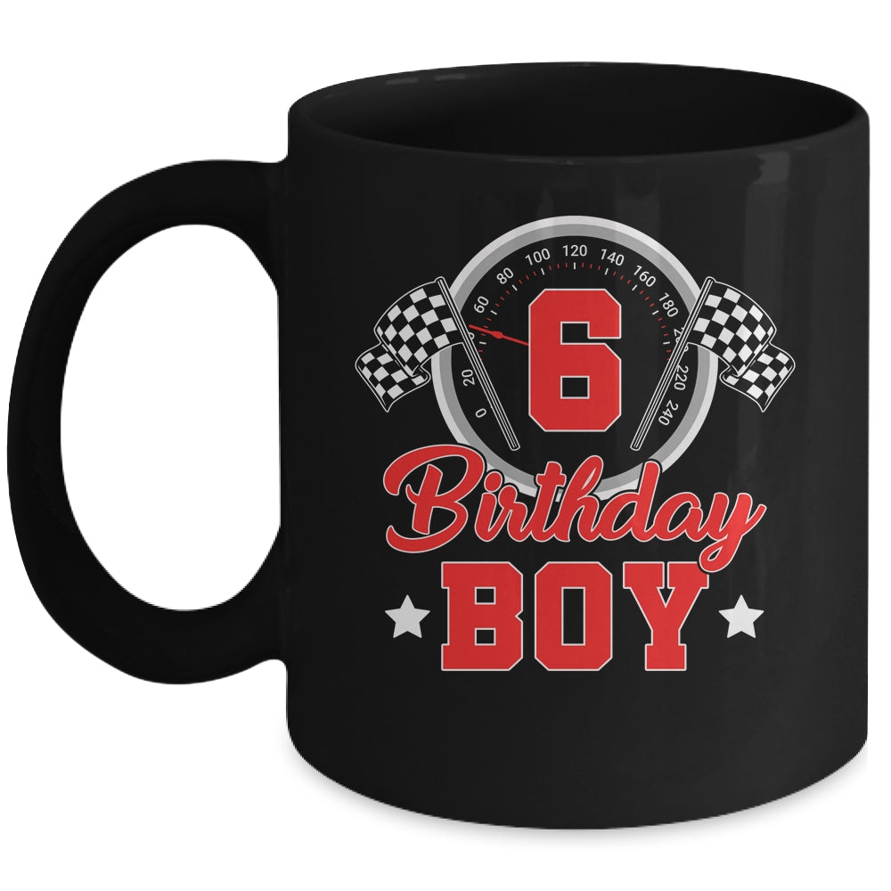 6th Birthday Boy Race Car Birthday Racing Car Flag Mug | teecentury