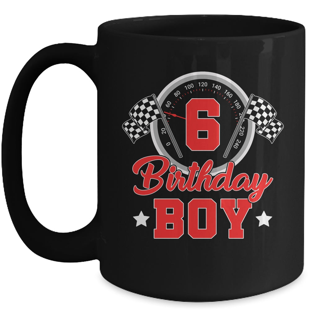 6th Birthday Boy Race Car Birthday Racing Car Flag Mug | teecentury