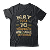 70 Years Awesome Vintage May 1954 70th Birthday Shirt & Hoodie | teecentury