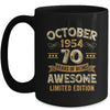 70 Years Awesome Vintage October 1954 70th Birthday Mug | teecentury