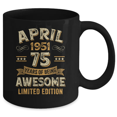 75 Years Awesome Vintage April 1951 75th Birthday Mug | teecentury