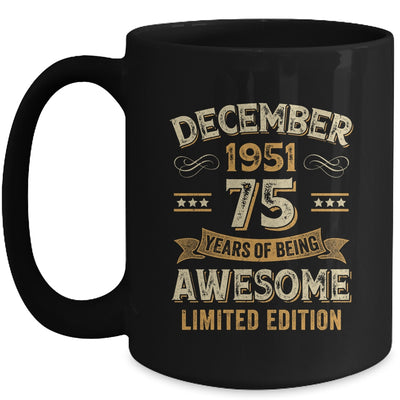 75 Years Awesome Vintage December 1951 75th Birthday Mug | teecentury