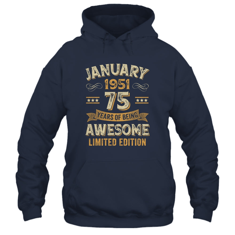 75 Years Awesome Vintage January 1951 75th Birthday Shirt & Hoodie | teecentury