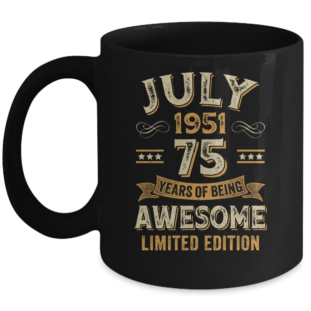 75 Years Awesome Vintage July 1951 75th Birthday Mug | teecentury