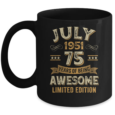 75 Years Awesome Vintage July 1951 75th Birthday Mug | teecentury