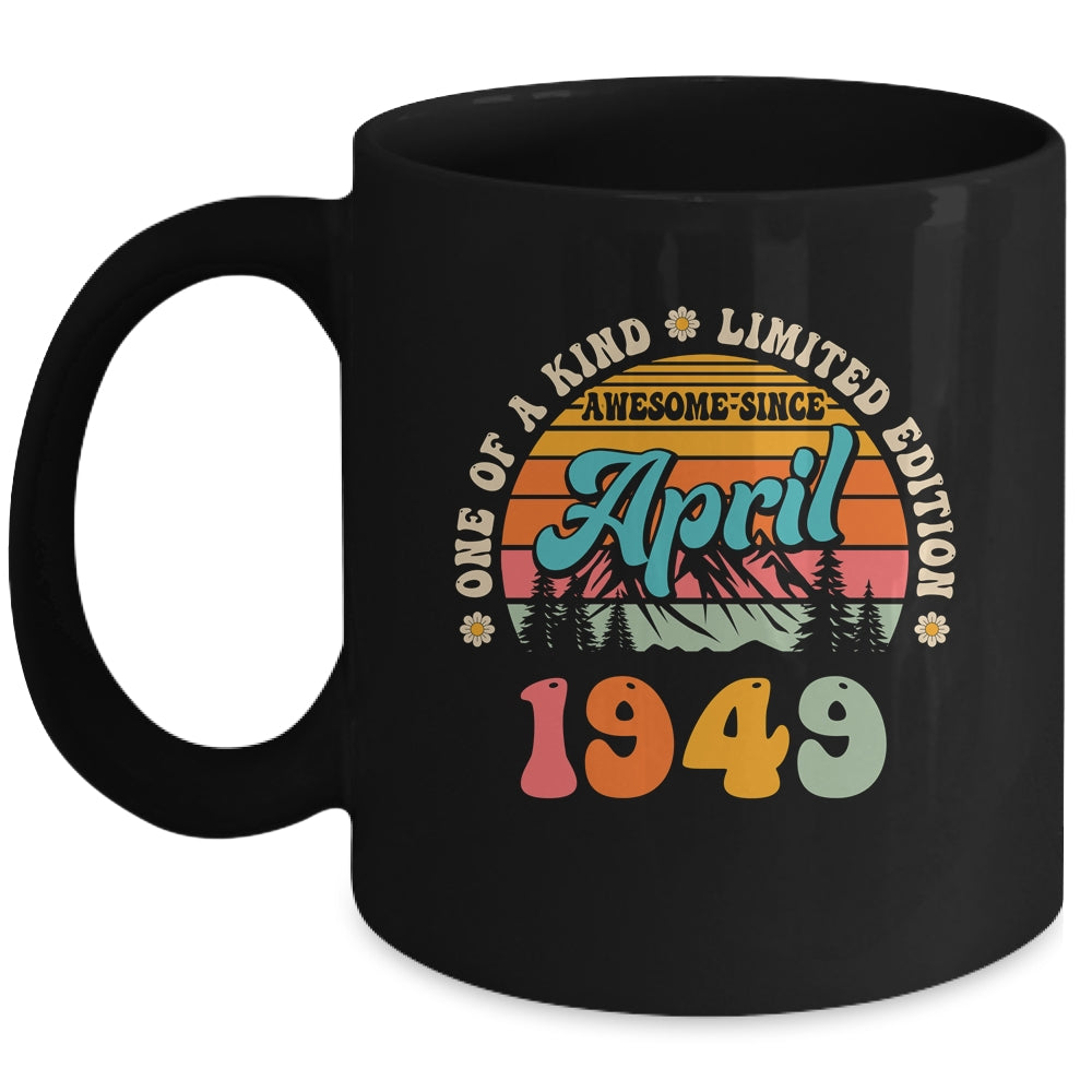 75 Years Old Awesome Since April 1949 75th Birthday Groovy Mug | teecentury