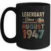 75 Years Old Legendary Since August 1948 75th Birthday Mug | teecentury