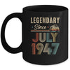 75 Years Old Legendary Since July 1948 75th Birthday Mug | teecentury