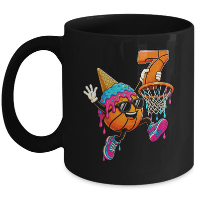 7Th Birthday Basketball Drip Ice Cream 7 Years Old Boys Kids Mug | teecentury