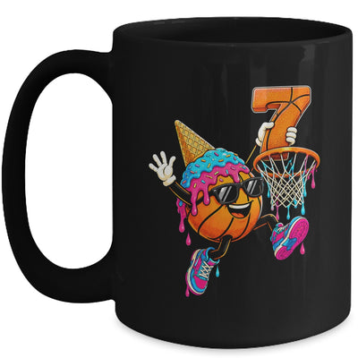 7Th Birthday Basketball Drip Ice Cream 7 Years Old Boys Kids Mug | teecentury
