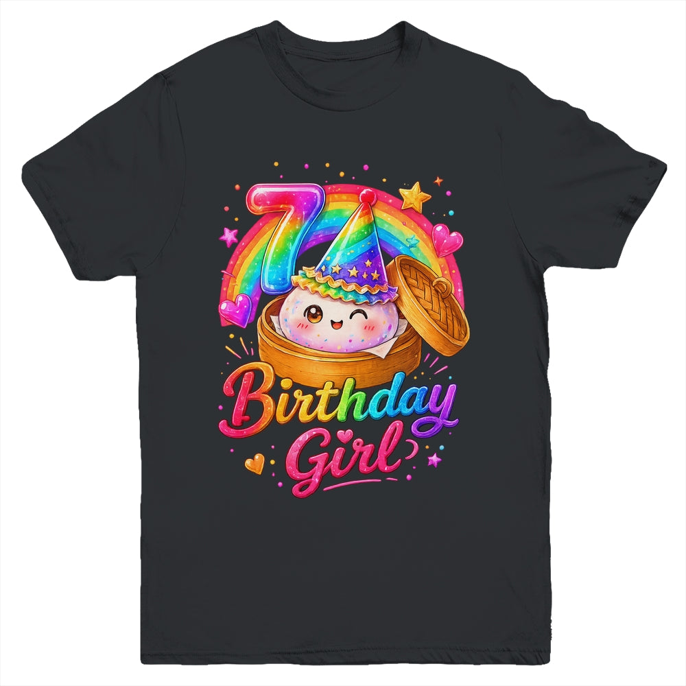 7Th Birthday Girl Dumpling Kawaii Pastel Anime 7 Years Old Youth Shirt | teecentury