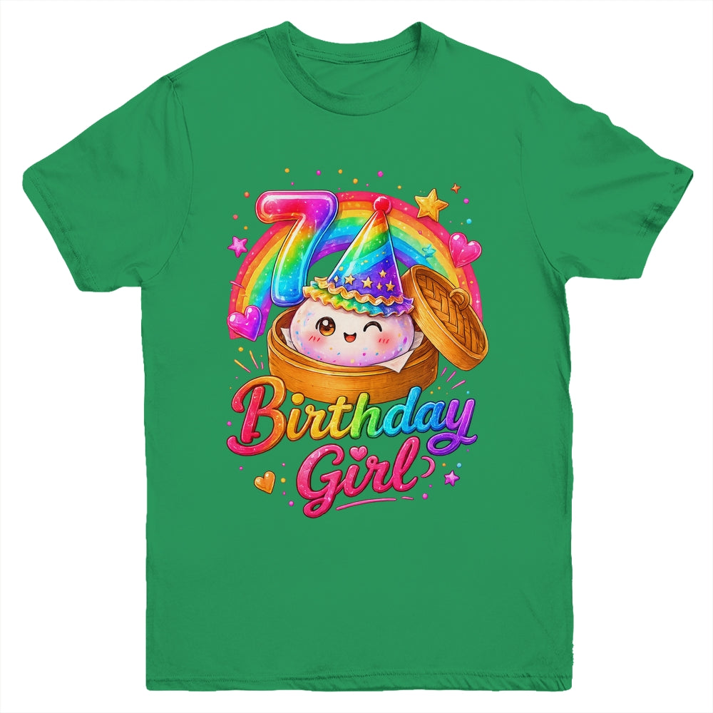 7Th Birthday Girl Dumpling Kawaii Pastel Anime 7 Years Old Youth Shirt | teecentury