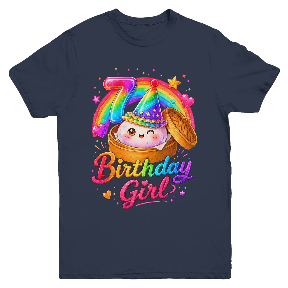 7Th Birthday Girl Dumpling Kawaii Pastel Anime 7 Years Old Youth Shirt | teecentury