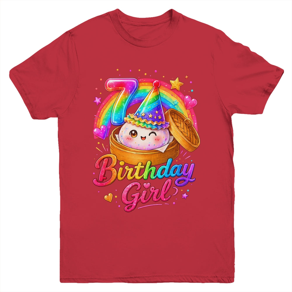 7Th Birthday Girl Dumpling Kawaii Pastel Anime 7 Years Old Youth Shirt | teecentury