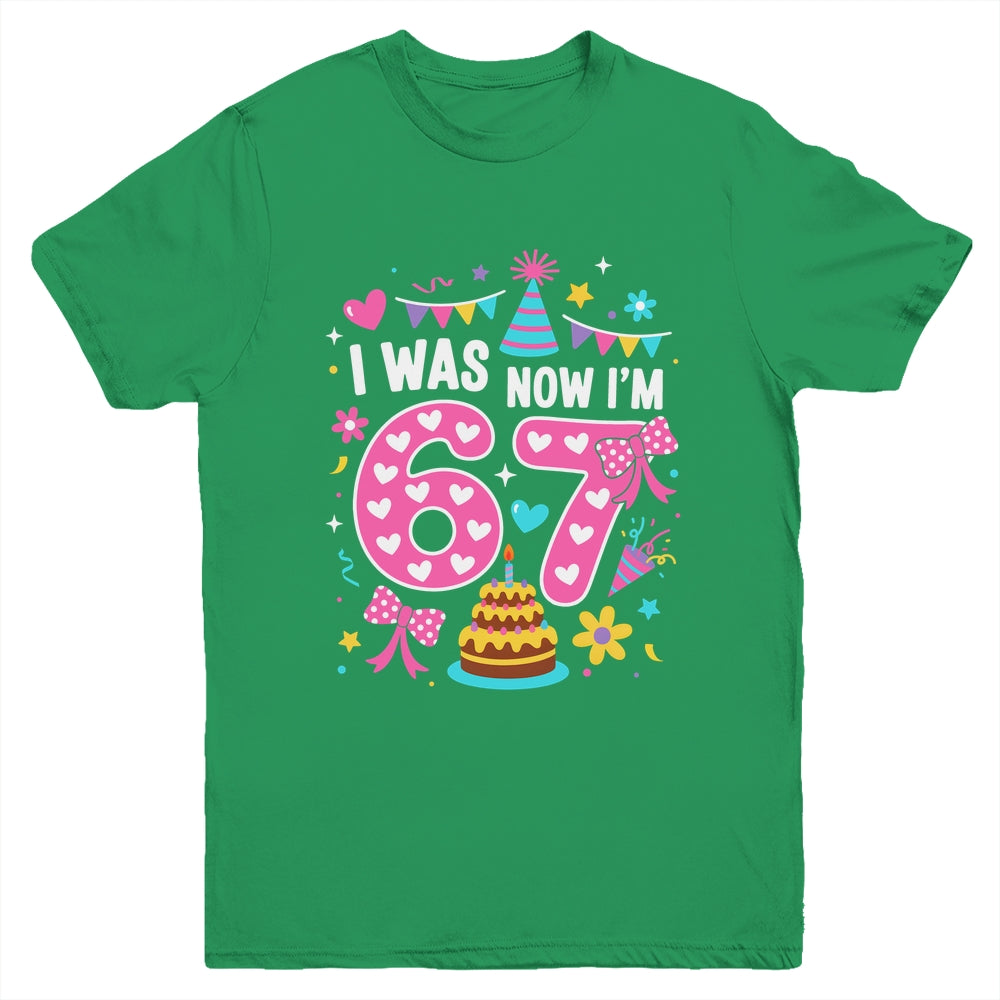 7 Year Old Birthday I Was 6 Now I'm 7 67 Funny Kids Girls Youth Shirt | teecentury
