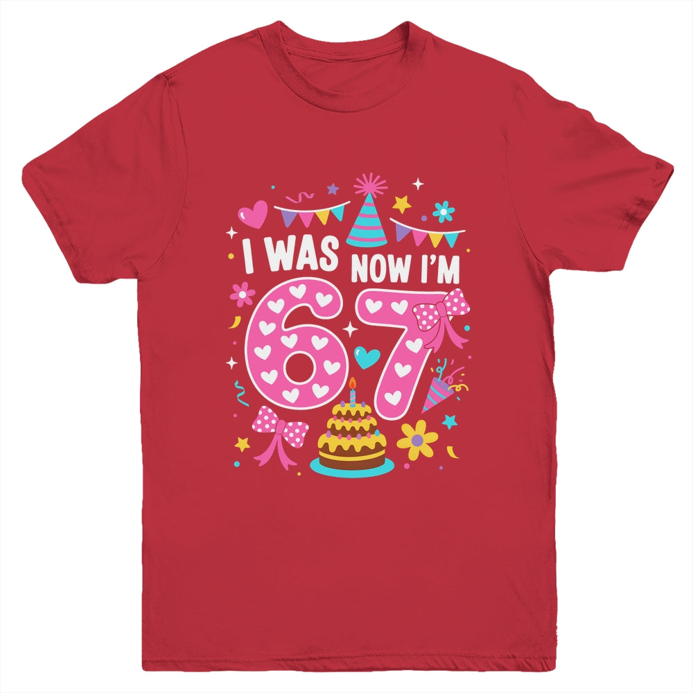 7 Year Old Birthday I Was 6 Now I'm 7 67 Funny Kids Girls Youth Shirt | teecentury