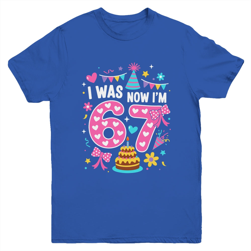 7 Year Old Birthday I Was 6 Now I'm 7 67 Funny Kids Girls Youth Shirt | teecentury