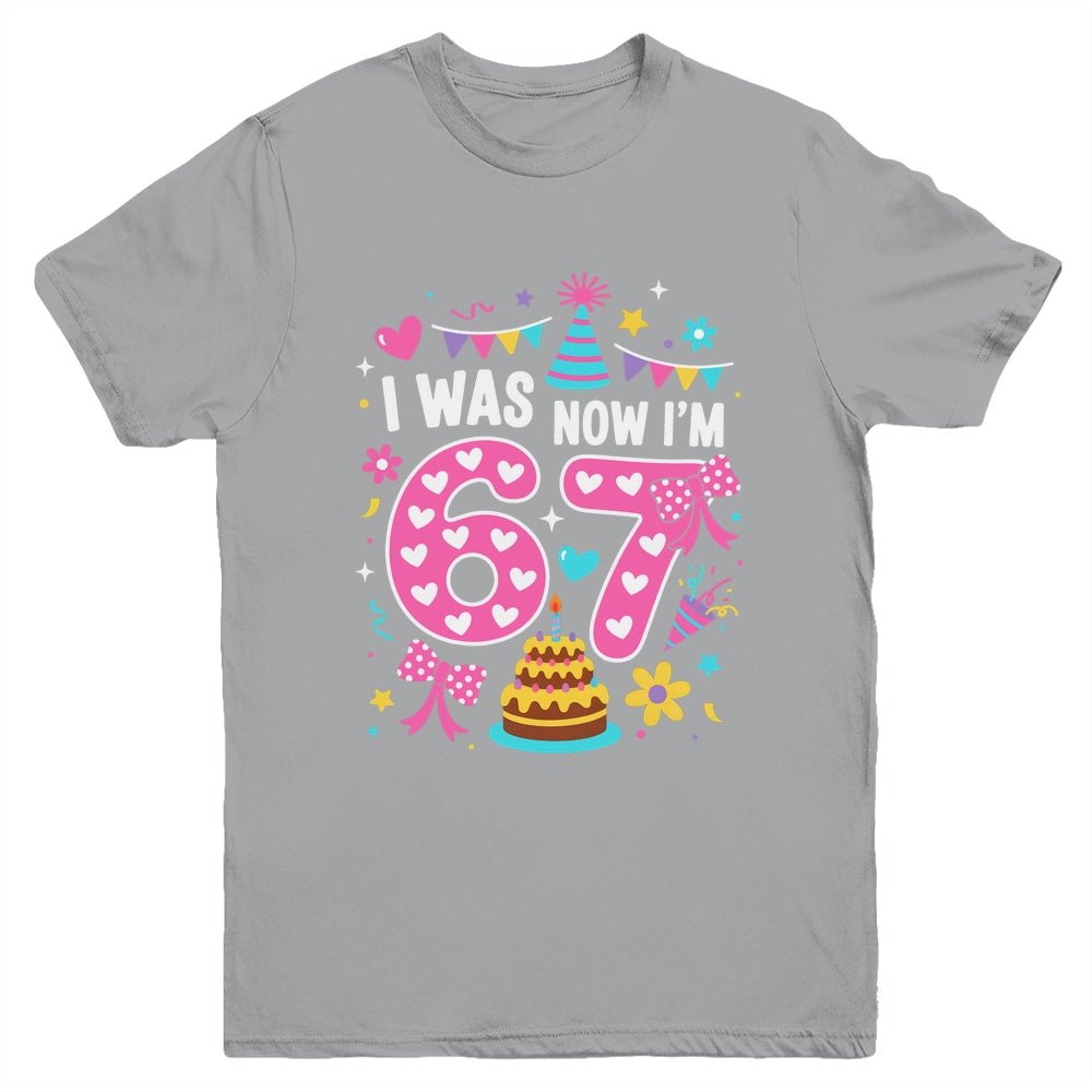7 Year Old Birthday I Was 6 Now I'm 7 67 Funny Kids Girls Youth Shirt | teecentury