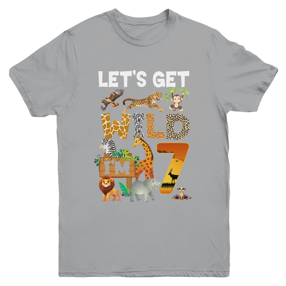 7 Year Old Zoo Birthday Safari Jungle Animal 7th Bday Youth Shirt | teecentury