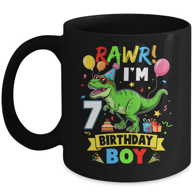 7 Years Old Boy 7th Birthday Boy T Rex Dinosaur Mug | teecentury
