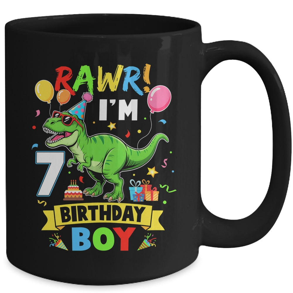7 Years Old Boy 7th Birthday Boy T Rex Dinosaur Mug | teecentury