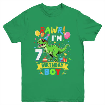 7 Years Old Boy 7th Birthday Boy T Rex Dinosaur Youth Shirt | teecentury