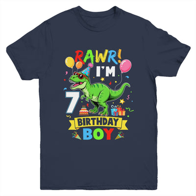 7 Years Old Boy 7th Birthday Boy T Rex Dinosaur Youth Shirt | teecentury