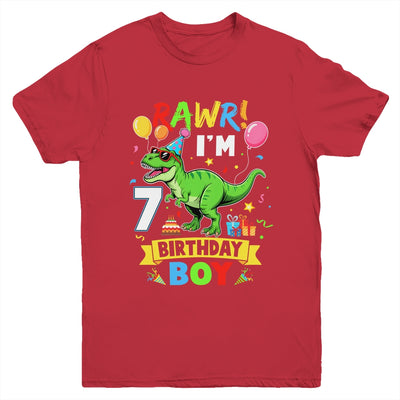 7 Years Old Boy 7th Birthday Boy T Rex Dinosaur Youth Shirt | teecentury