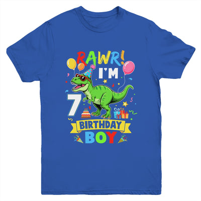 7 Years Old Boy 7th Birthday Boy T Rex Dinosaur Youth Shirt | teecentury