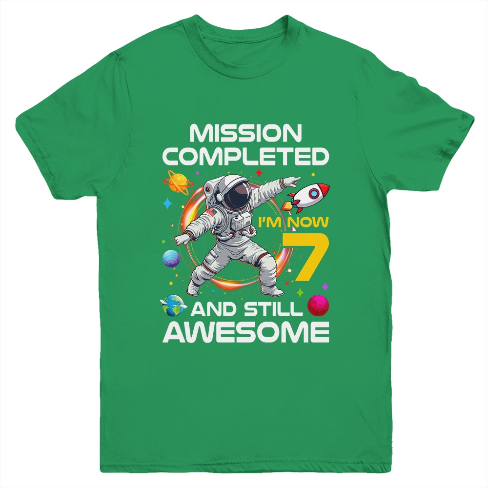 7th Birthday Astronaut 7 Years Old Outer Space Birthday Youth Shirt | teecentury