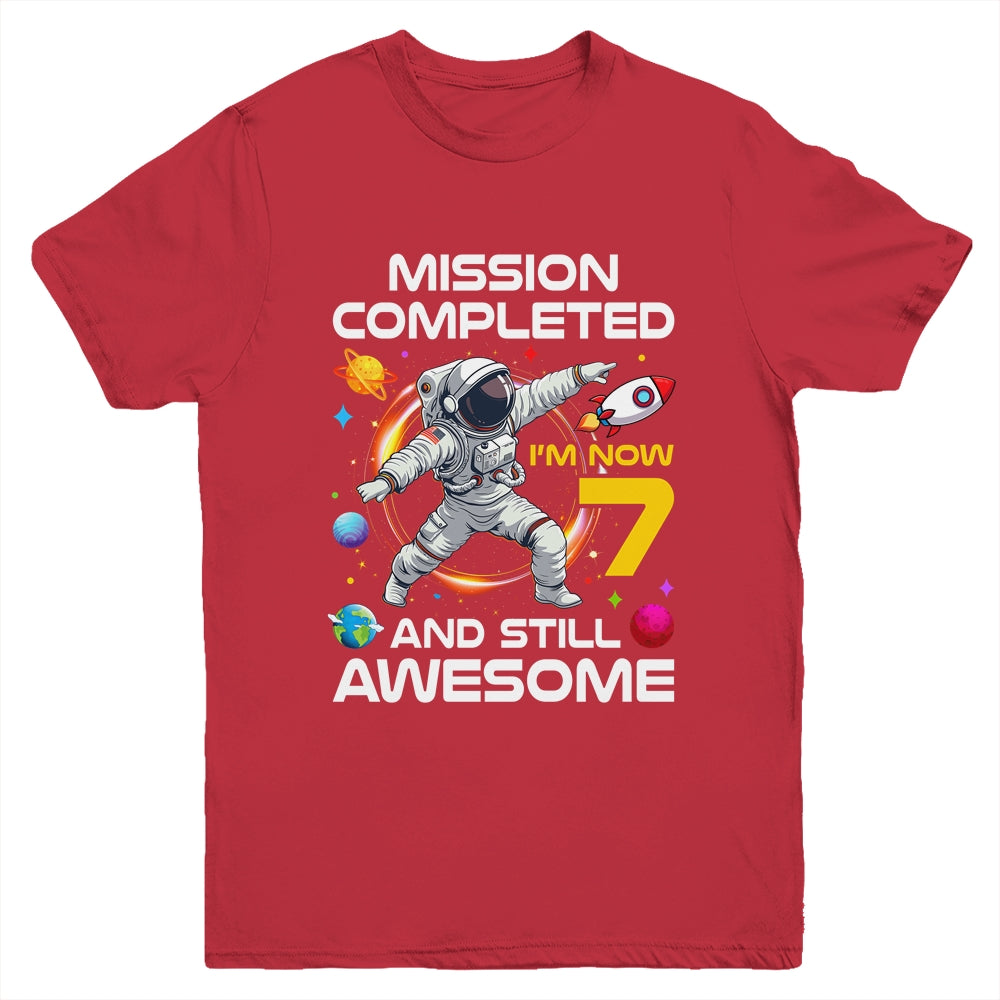 7th Birthday Astronaut 7 Years Old Outer Space Birthday Youth Shirt | teecentury