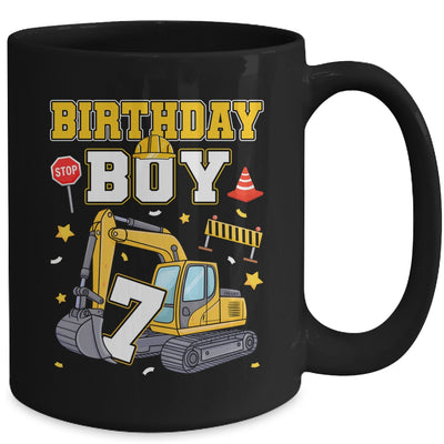 7th Birthday Boy 7 Years Old Excavator Three Decorations Mug | teecentury
