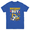 7th Birthday Boy 7 Years Old Excavator Three Decorations Youth Shirt | teecentury