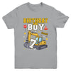 7th Birthday Boy 7 Years Old Excavator Three Decorations Youth Shirt | teecentury