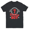 7th Birthday Boy Race Car Birthday Racing Car Flag Youth Shirt | teecentury