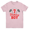7th Birthday Boy Race Car Birthday Racing Car Flag Youth Shirt | teecentury