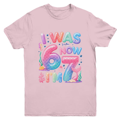 7th Birthday Girl I Was 6 Now I'm 7 Year Old Mermaid Youth Shirt | teecentury