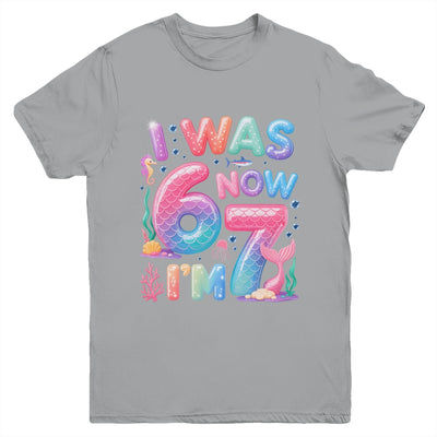 7th Birthday Girl I Was 6 Now I'm 7 Year Old Mermaid Youth Shirt | teecentury