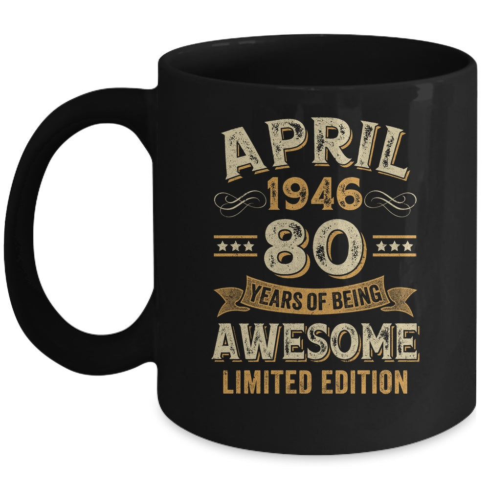 80 Years Awesome Vintage April 1946 80th Birthday Mug | teecentury