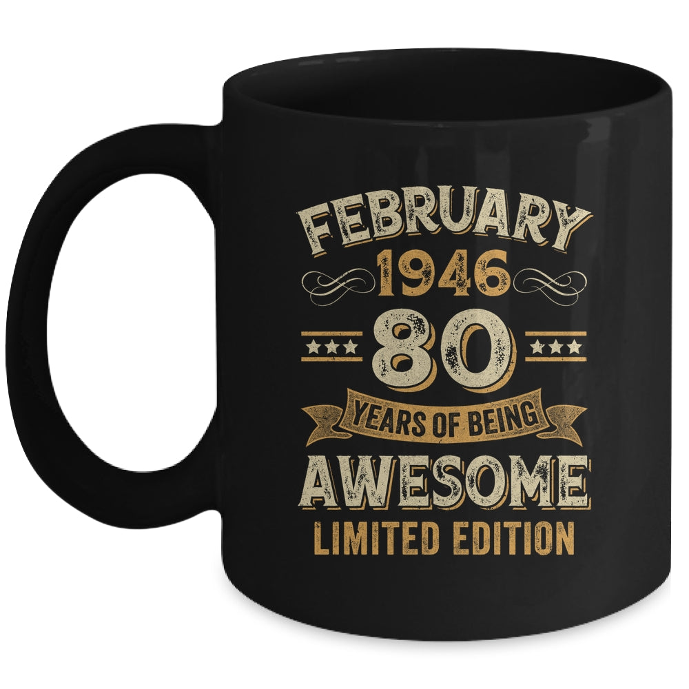 80 Years Awesome Vintage February 1946 80th Birthday Mug | teecentury