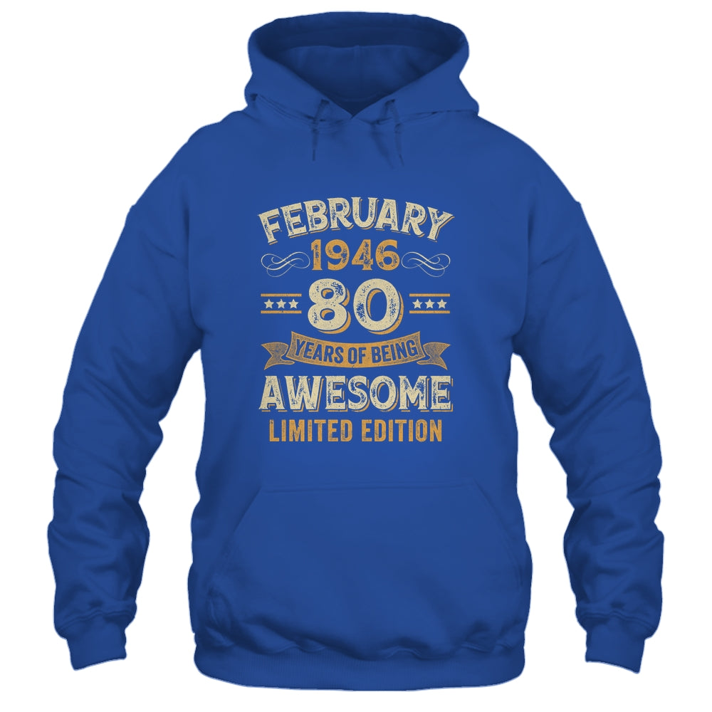 80 Years Awesome Vintage February 1946 80th Birthday Shirt & Hoodie | teecentury
