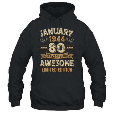 80 Years Awesome Vintage January 1944 80th Birthday Shirt & Hoodie | teecentury