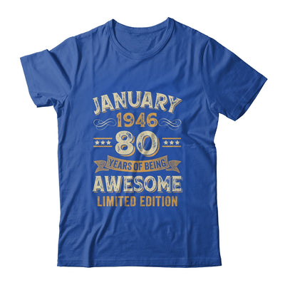 80 Years Awesome Vintage January 1946 80th Birthday Shirt & Hoodie | teecentury
