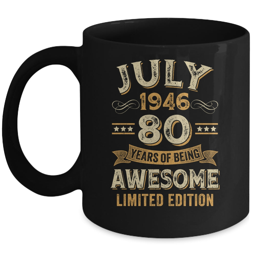 80 Years Awesome Vintage July 1946 80th Birthday Mug | teecentury