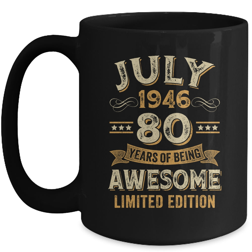 80 Years Awesome Vintage July 1946 80th Birthday Mug | teecentury
