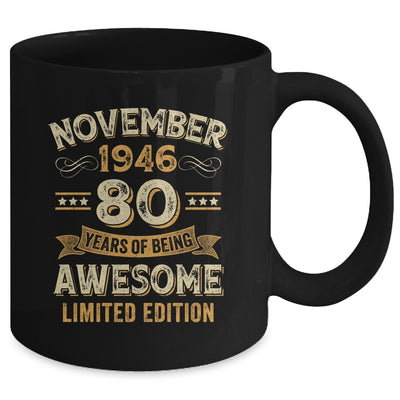 80 Years Awesome Vintage November 1946 80th Birthday Mug | teecentury