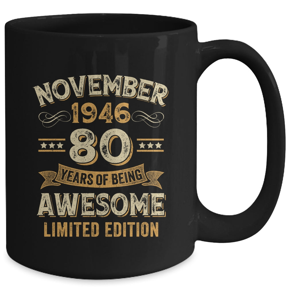 80 Years Awesome Vintage November 1946 80th Birthday Mug | teecentury